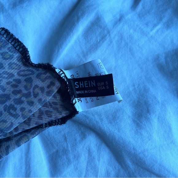 3/$20 Shein Cheetah Mesh Rauche Top - Picture 3 of 4